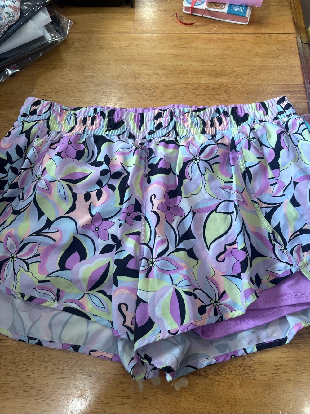 Avia Floral Multicolor Athletic Shorts - Pink, Lavender, Mint, Navy